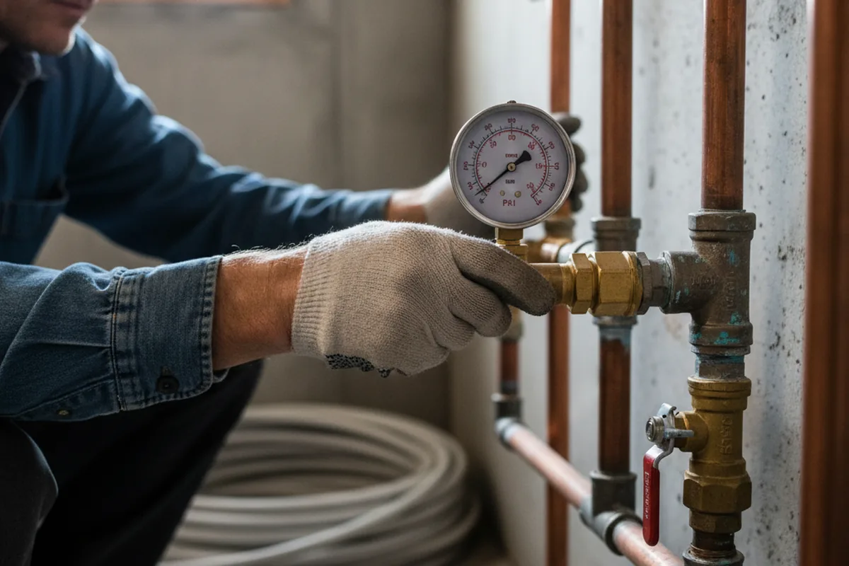 Pressure testing a repaired line during Water Line Repair in North Wales
